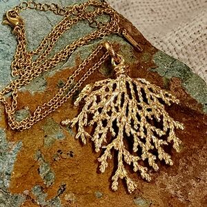 Premium 14K Gold Plated Hypoallergenic Jewelry Large Coral Branch Pendant